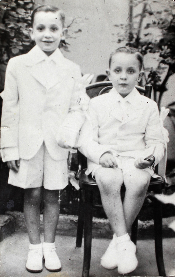 Jorge Mario Bergoglio, now Pope Francis, is pictured, left, with his brother Oscar following their first Communion in this 1942 family photo. (CNS photo/courtesy of Maria Elena Bergoglio via Reuters) (March 22, 2013) See FRANCIS-SISTER March 22, 2013.