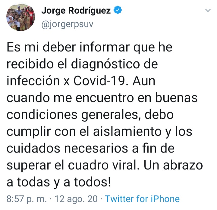 Jorge Rodríguez Covid-19 