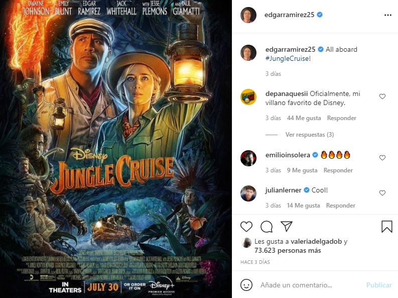 Edgar Ramírez será el villano en Jungle Cruise