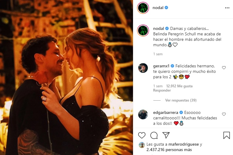 Christian Nodal y Belinda anuncian su compromiso