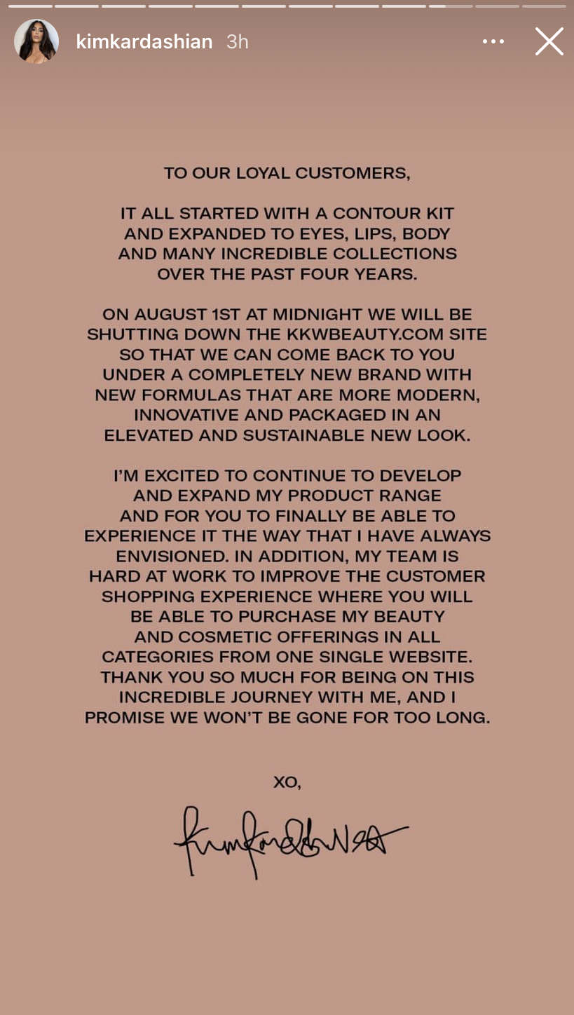 Kim Kardashian cerrará su marca de cosméticos