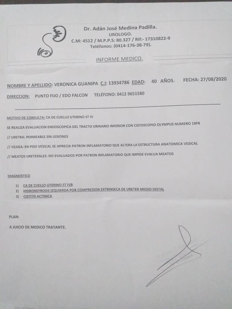 CARCINOMA DE CUELLO UTERINO ST IVB