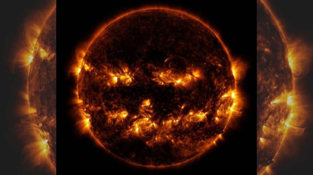 Sol parece calabaza de Halloween