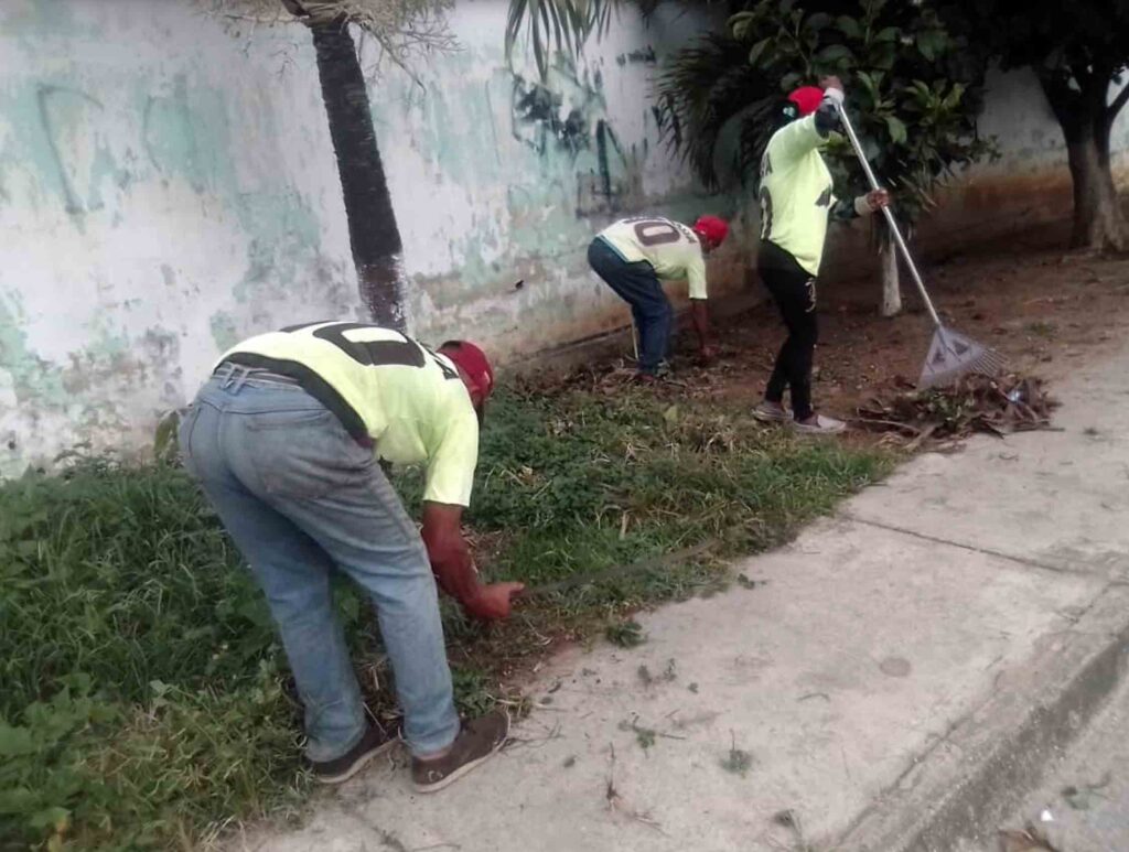 trabajos de limpieza en Cementerio Municipal de Miranda