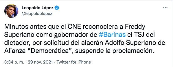 Oposición decisión TSJ