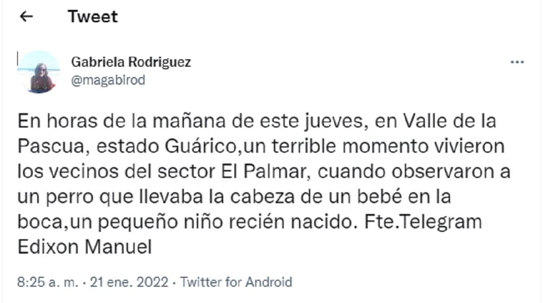 restos de un recién nacido en Guárico - restos de un recién nacido en Guárico
