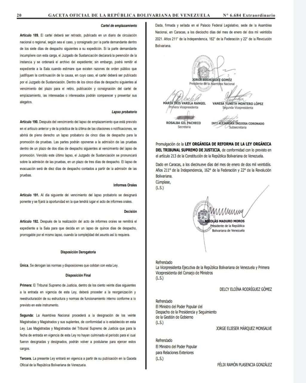 Gaceta Oficial la reforma a la Ley Orgánica del TSJ - Gaceta Oficial la reforma a la Ley Orgánica del TSJ