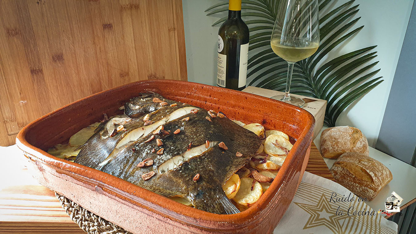 rodaballo gratinado al horno con patatas